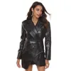 Adyce New Automne Lady Manches longues PU Basic Trench Coat Boutons Femmes Mode Poche Black Party Club Out Wear Veste Manteaux 201031