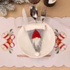 Fork Knife Cutlery Holder Silverware Tableware Bag Santa Gnome Home Christmas Party Table Dinner Decor JK2010XB