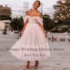 VERNGO BLUSH ROSE ROTE DE L'ÉPAULE DOT TULLE ROBE DE MARIAGE COURTE AVEC HOLEVES ELEGANT THÉ LONGUE DANGE Robe de mariée pour la réception de fête H0105