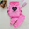 1 2 3 4 anni inverno caldo neonate abbigliamento set lettere d'amore double-face più vestito di velluto per bambini vestiti per bambini 211224