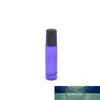 1pcs vazio 10cc Perfume Essential Garrafa teste de óleo Roxo-azul Rolo frasco de vidro de 10 ml de aço inoxidável Roll-On Vial