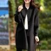 Women Coat Winter Long Sleeve Warm Black Woolen Blends Oversize Female Overcoat Elegant Single Breasted Long Coat Plus Size 201221