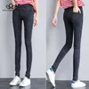 Bella filosofia outono inverno mulheres calças de lápis slim elástico pequeno calça jeans calças lã nove pontos calças pretas leggings lj201104