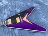 Anpassad lila flygande V -formad elektrisk gitarr med hela2020 nya märke Mahogny Body och Neckcan ska anpassas4467656