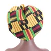 Kobiety Podwójna Warstwa Headwrap Ankara Hat Hidżab Głowy Pokrywa Duża Włosa Wrap Cap African Print Satin Bonnet z długim wstążką Wrap