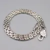 Chains REAL S925 Collier en argent sterling Bamboo Criss Figure Chaîne de liaison ancre 3,5 mm W8488784