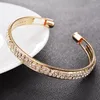 Bangle Wide Cubic Zircon Warp Bracelet For Women Silver Gold Color Fashion Rhinestone Jewelry SJ165