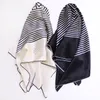 Simple Spring Autumn Silk Scarf Women Silk Black and White Striped Wild Silk Scarf Fashion Accessories232P