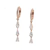 new arrive factory lucury cubic zirconia paved rose gold earring dangle for women wedding sparkling cz dainty earring