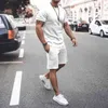 캐주얼 남성용 땀 짧은 소매 셔츠 반바지 여름 패션 힙합 의류 프랑스 축구 유니폼 코튼 두 조각 세트 G1222