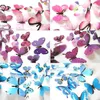 Partihandelskvalificerade väggklistermärken 12PCS Dekal Klistermärke Heminredningar 3D Butterfly Rainbow PVC Bakgrund för vardagsrum