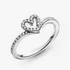 Högpolerande 925 Sterling Silver Glittrande Wishbone Heart Ring För Kvinnor Vigselringar Modeförlovning Smycken Tillbehör