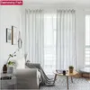 Gardin Drapes Nordic Simple Decoration Sheer för vardagsrum Pinstriped Window Skärmar Sovrum Studera Brunt Kaffe Svart Gardiner En Ruta