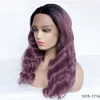 Full Synthetic Front Front Wig Simulação Humano Cabelo Lacfront Perucas 14 ~ 26 polegadas Preto roxo Ombre Cor 181211-3815