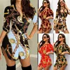 Women Sexy Blouses Middle Sleeve Chain Print Elegant Dresses Casual Top Blusas Chemise Female Tops