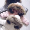 Baby Boy Girl Winte пуховик толстый хлопок мягкий младенческий малыш меховой мех с капюшоном пальто с капюшоном сплошной снежный костюм на молнии детская одежда 1-7Y LJ201128