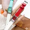 Fashion Watches Women Girl Rectangle Color Matching Style Leather Strap Wrist Watch TC01337e