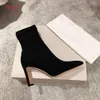 Hot Koop Luxe Designer Womens Laarzen Nieuwe Mode Hoge Hakken Vrouwen Herfst en Winter Enkellaarzen Lederen Schoenen Maat 35-40