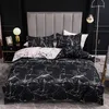 Siyah ve Beyaz Renk Yatak Örtüleri Mermer Reaktif Baskılı Nevresim Seti Ev Housse de Couster Bedding Set Kraliçe Bedclothes LJ201127