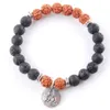 Wojiaer Natural Gem Stone Runda 8mm pärlor Palm Strands Armband 7 Chakra Healing Mala Meditation Bön Yoga Armband Smycken BK336