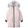 女の子のためのオレキッド冬のジャケットフード付き本物のアライグマファーガールズウィンターコート