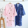 17Colors Cotton Woman Kimono Pajamas Yukata Japanese Style Floral Loose Long Sleepwear NightGown Cardigan Leisure Bathrobe LJ200826