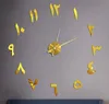 ファッション時計ウォッチウォールクロックHorloge 3D DIYアクリルミラーステッカーホームデコレーションリビングルームクォーツニードルクロック