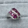 Natürlicher Edelstein-Rhodolith-Ring, 925er-Sterlingsilber-Ring, schlichter Stil, feiner Schmuck für Mädchen, Geburtstag, tägliches Tragen, mit Geschenkbox J0112