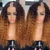 30 tum Indian Remy Human Hair Glueless U Part Wig For Black Women 250 Density Ombre Honey Blonde Full Machine Made Wigs 100% obearbetad