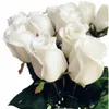 11 P Gerçek Dokunmatik Gül Çiçek Pembe / Mavi / Siyah / Kırmızı / Sarı / Mor PU Güller Yapay Gül 43 cm Düğün Parti Dekoratif Çiçekler için T200103