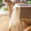 Plaid Decorative Linen Tablecloth With Tassel Waterproof Oilproof Thick Rectangular Wedding Dining Table Cover Tea Cloth LJ201216