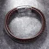 Mode flerskikts Braid Leather Armband Bangle Magnetic Button Armband Armband manschettkvinnor Myckes smycken vill och sandig gåva
