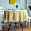 Nappe ronde anti-poussière géométrique glands nappe maison fête Banquet décoration moderne simplicité jaune couvertures
