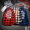 Spring and Autumn women's long-sleeved cotton shirt pure men's casual shirt fashion Cotton Black red plaid shirt219s