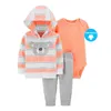 Babyjongen kleding set cartoon lange mouw jas + bodysuit + broek 2021 lente pasgeboren meisje outfit pasgeboren kostuum rits katoen LJ201221