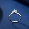 S925 Argent Platine Plaqué Simulation Moissanite Proposition De Mariage De Mariage Bague En Diamant Femme Simple Classique Bijoux