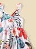 Toddler Girls 1pc Imprimé tropical Overlap Collar Ruffle Trim Cami Dress SHE