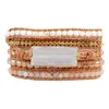 Witte Selenite Wrap Armbanden Handgemaakte Voor Vrouwen Natuursteen Kralen Lederen Armband Echt Leer 5 Strengen Wrap Armband Y200730