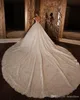 NIEUWE! Afrikaanse luxe zei Mhamad Ball Town Trouwjurken Kralen Kant 3D Applicaties Crystal Plus Size Bridal Gowns DWJ0208