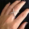 Sterling Silver 925 Criss X Anéis Cross, Thin CZ Anéis, Mulheres Casamento Micro Pave Anel