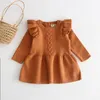 Baby Girl Autumn Winter Knit Dress Fashion Baby Toddlers Children Kids Ruffled Long Sleeve Warm Sweater Dress Roupa Infant LJ201221