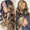 Two Tone Ombre Highlight Lace Front Wigs 100 Brazilian Virgin Human Hair Wavy Silk Base Lace Wig Long Wavy for Women 4675376