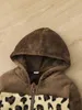 赤ちゃんヒョウパターンフード付きフランネルジャケット