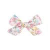 2pcs/set Flower Cotton Bows With Clip For Baby Girls Plaid Boutique Clips Hairgrip Barrettes Headwear Hair Acesssories