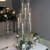 Elegante Tischzentrale Stücke Hochzeit Kristall Candelabra Ereignisdekoration 10 Arme Klar Acryl Kerze Halters Mittelstücke auf Verkauf Senyu625