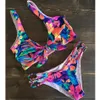 NOVO BIKINIS ARRIBIBILIDADE MULHERES TROPICAL BIKINI Conjunto Floral Brasquiníssimo Biquini Swimwear Impressão Flower Swimshiting Arão de banho T200508