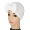 Beanie/Skull Caps Kvinnor Hijab Turban Butterfly Knot Wrap Head Hat Mjuk lättvikt Strängbar Casual Ladies Headscarf Muslim Pure Color1