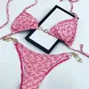 Designer Bikini Baddräkt Dam Sexig Baddräkt Dam Rygglös Delad bokstav Flerfärgad Sommartid Strandbaddräkter Vindbadkläder