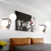 Lâmpada de parede nórdica americana cabeça dupla ferro forjado parede corredor corredor corredor sala de estar quarto de cabeceira g9 luzes