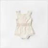 Mode-Infantile Bébé Tricoté Barboteuses Dot Imprimé Sans Manches Solide Laine Combinaison Taille Élastique Enfant Onesies Filles Vêtements